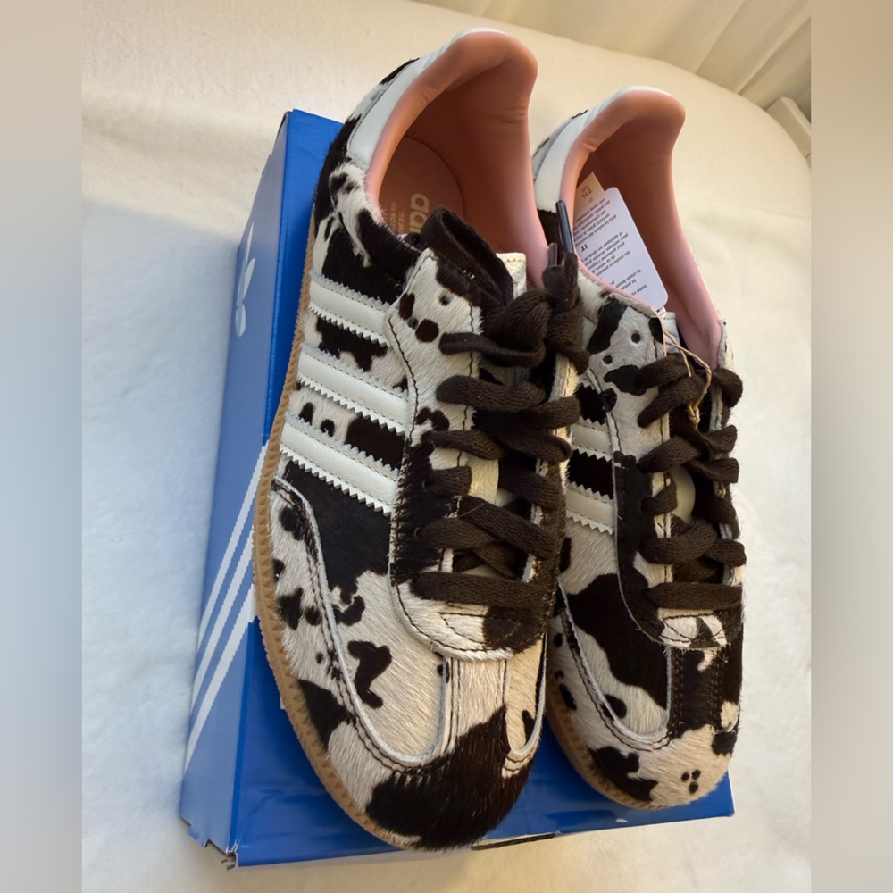 ADIDAS SAMBA OG Cow Print size 7.5 Women Sneakers Animal Print Gum Sole NWT - Picture 11 of 15